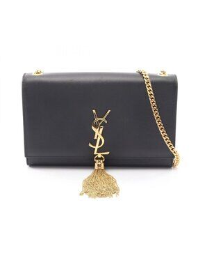Saint Laurent Paris Shoulder Bag Kate Monogram Black Leather Tassel